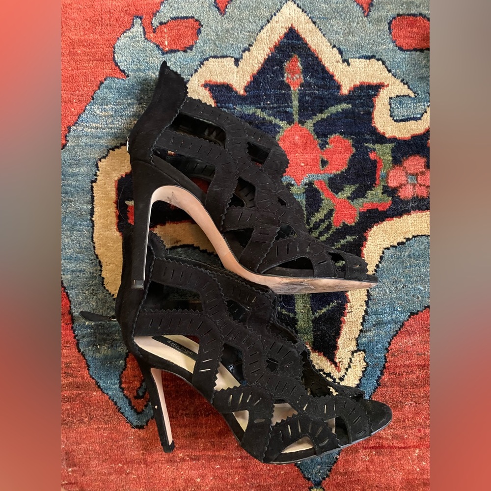 Zara black suede heel